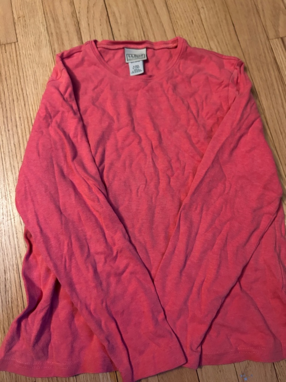 L.L. Bean Coral-Pink Long Sleeve Crew Tee